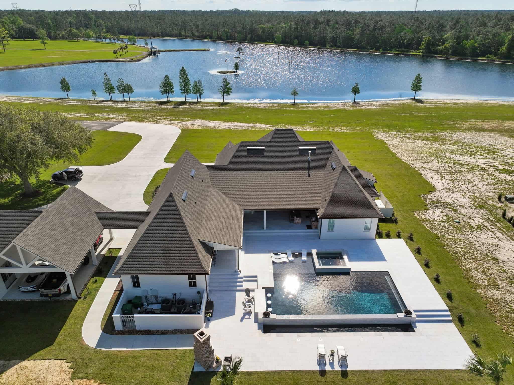 Custom home with in-ground pool and attached hot tub
